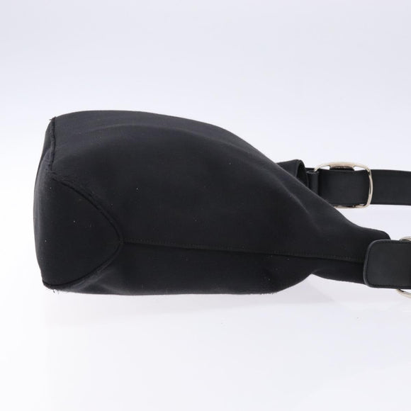 Salvatore Ferragamo Vala Shoulder Bag Canvas Leather Black Silver Auth bs28513