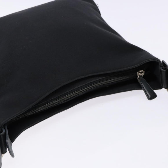 Salvatore Ferragamo Vala Shoulder Bag Canvas Leather Black Silver Auth bs28513