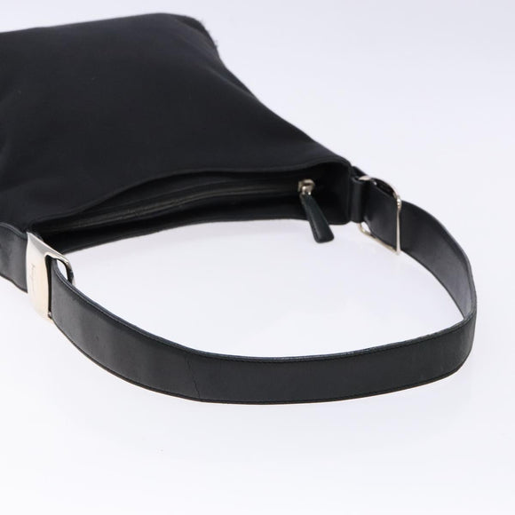 Salvatore Ferragamo Vala Shoulder Bag Canvas Leather Black Silver Auth bs28513