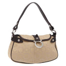 Salvatore Ferragamo Gancini Hand Bag Canvas Beige Silver Auth bs28514-1