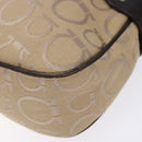Salvatore Ferragamo Gancini Hand Bag Canvas Beige Silver Auth bs28514-9