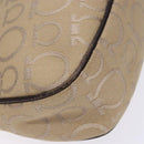 Salvatore Ferragamo Gancini Hand Bag Canvas Beige Silver Auth bs28514-14