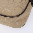 Salvatore Ferragamo Gancini Hand Bag Canvas Beige Silver Auth bs28514-15