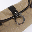 Salvatore Ferragamo Gancini Hand Bag Canvas Beige Silver Auth bs28514-10