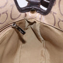 Salvatore Ferragamo Gancini Hand Bag Canvas Beige Silver Auth bs28514-17