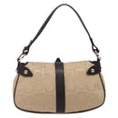 Salvatore Ferragamo Gancini Hand Bag Canvas Beige Silver Auth bs28514-2