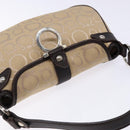 Salvatore Ferragamo Gancini Hand Bag Canvas Beige Silver Auth bs28514-6
