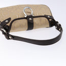 Salvatore Ferragamo Gancini Hand Bag Canvas Beige Silver Auth bs28514-7