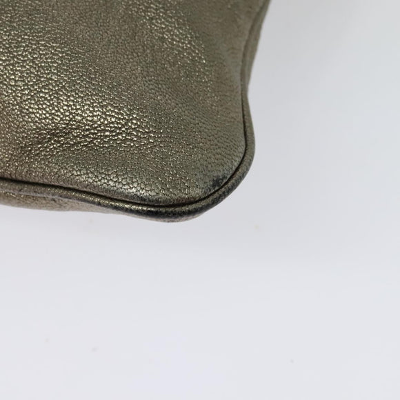 LOEWE Anagram Shoulder Bag Leather Gold Auth bs28517