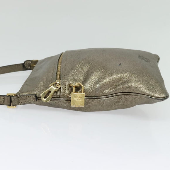 LOEWE Anagram Shoulder Bag Leather Gold Auth bs28517