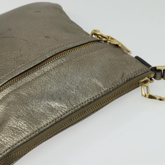 LOEWE Anagram Shoulder Bag Leather Gold Auth bs28517