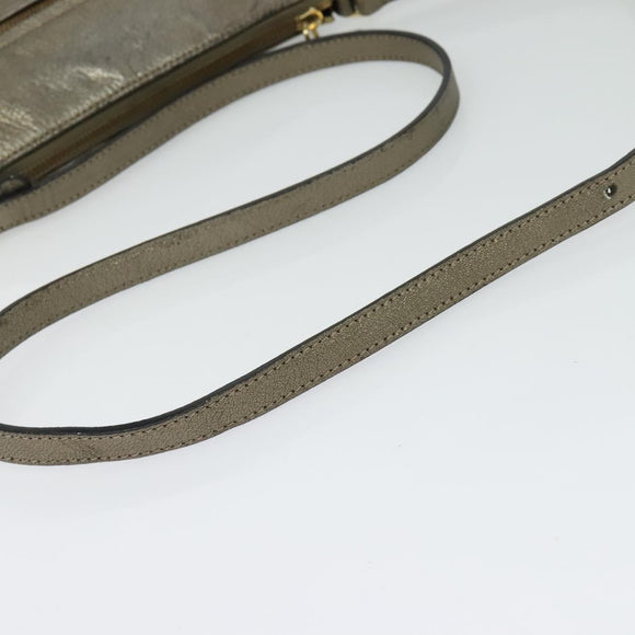 LOEWE Anagram Shoulder Bag Leather Gold Auth bs28517