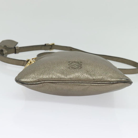 LOEWE Anagram Shoulder Bag Leather Gold Auth bs28517