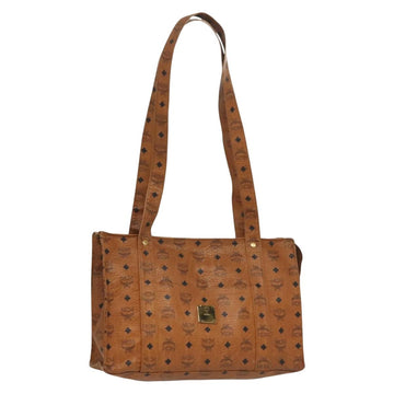 MCM Logogram Vicetos Tote Bag PVC Leather Brown Gold Auth bs28523