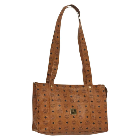 MCM Logogram Vicetos Tote Bag PVC Leather Brown Gold Auth bs28523