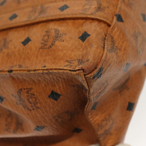 MCM Logogram Vicetos Tote Bag PVC Leather Brown Gold Auth bs28523