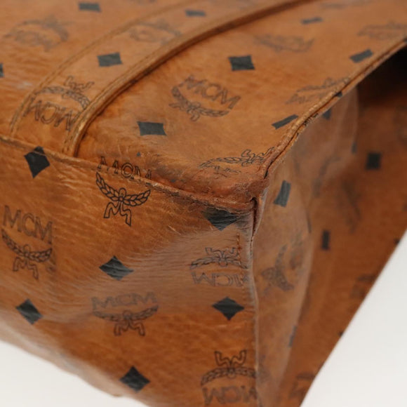 MCM Logogram Vicetos Tote Bag PVC Leather Brown Gold Auth bs28523