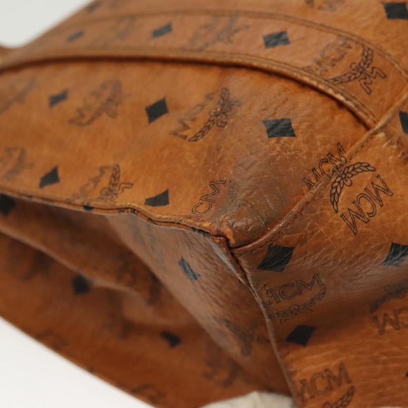 MCM Logogram Vicetos Tote Bag PVC Leather Brown Gold Auth bs28523