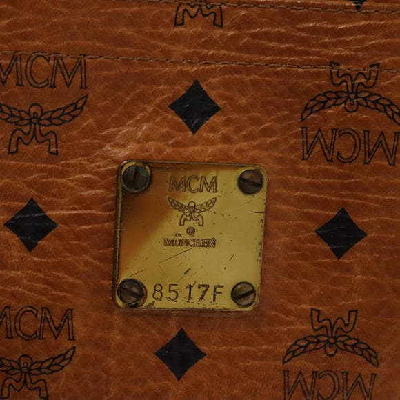 MCM Logogram Vicetos Tote Bag PVC Leather Brown Gold Auth bs28523