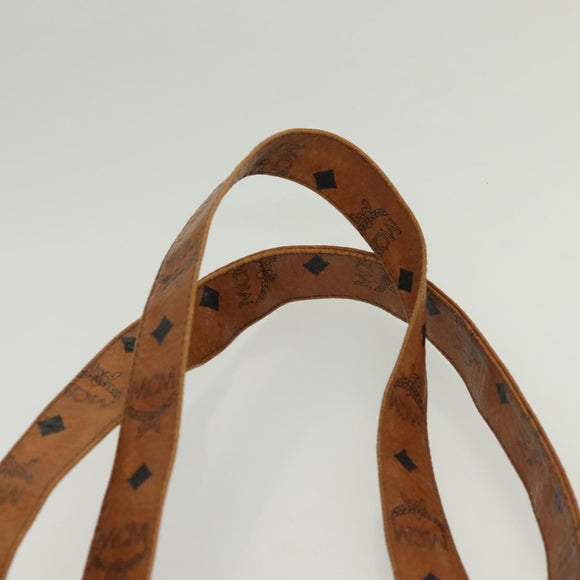 MCM Logogram Vicetos Tote Bag PVC Leather Brown Gold Auth bs28523