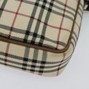 BURBERRY Nova Check Shoulder Bag Canvas Beige Silver Auth bs28525-15