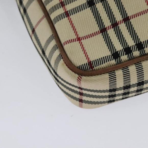 BURBERRY Nova Check Shoulder Bag Canvas Beige Silver Auth bs28525