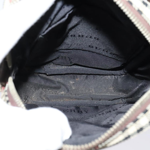 BURBERRY Nova Check Shoulder Bag Canvas Beige Silver Auth bs28525