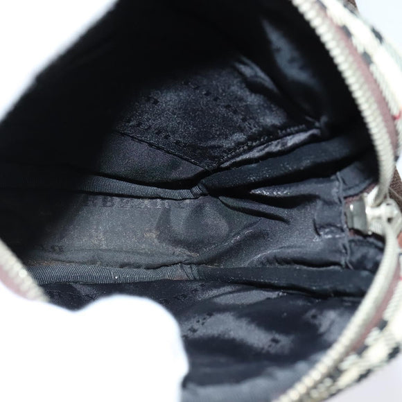 BURBERRY Nova Check Shoulder Bag Canvas Beige Silver Auth bs28525