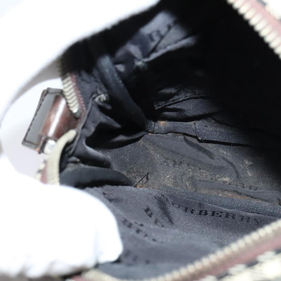 BURBERRY Nova Check Shoulder Bag Canvas Beige Silver Auth bs28525