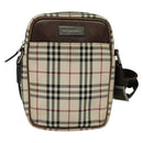 BURBERRY Nova Check Shoulder Bag Canvas Beige Silver Auth bs28525-13