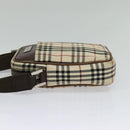 BURBERRY Nova Check Shoulder Bag Canvas Beige Silver Auth bs28525-3