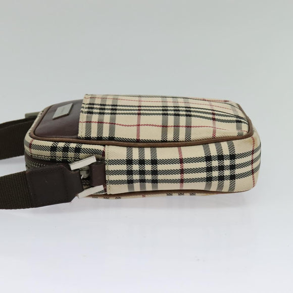 BURBERRY Nova Check Shoulder Bag Canvas Beige Silver Auth bs28525