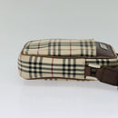 BURBERRY Nova Check Shoulder Bag Canvas Beige Silver Auth bs28525-4