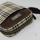 BURBERRY Nova Check Shoulder Bag Canvas Beige Silver Auth bs28525-6