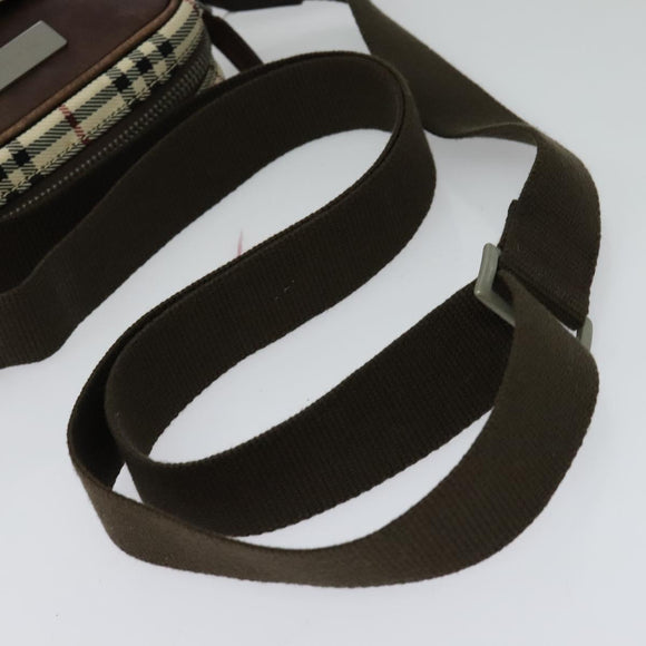 BURBERRY Nova Check Shoulder Bag Canvas Beige Silver Auth bs28525