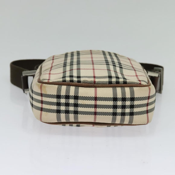 BURBERRY Nova Check Shoulder Bag Canvas Beige Silver Auth bs28525