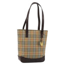 BURBERRY Nova Check Tote Bag Canvas Beige Gold Auth bs28529-1