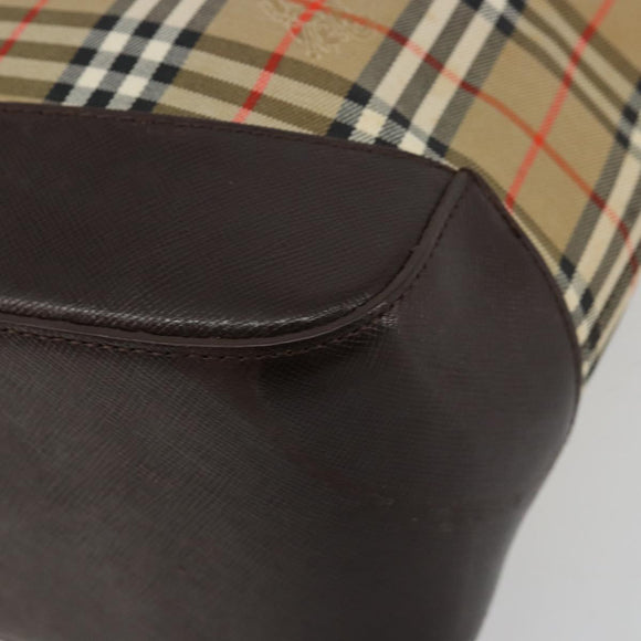 BURBERRY Nova Check Tote Bag Canvas Beige Gold Auth bs28529