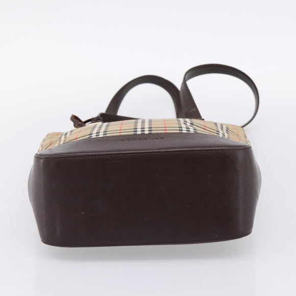 BURBERRY Nova Check Tote Bag Canvas Beige Gold Auth bs28529