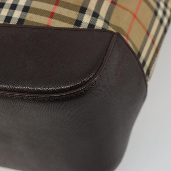 BURBERRY Nova Check Tote Bag Canvas Beige Gold Auth bs28529