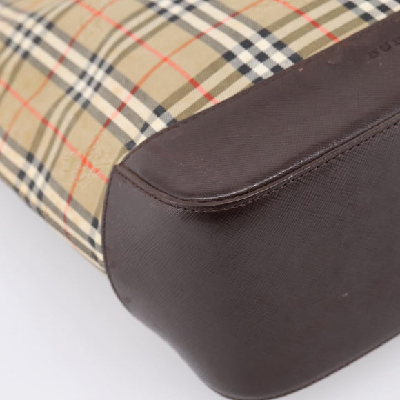 BURBERRY Nova Check Tote Bag Canvas Beige Gold Auth bs28529
