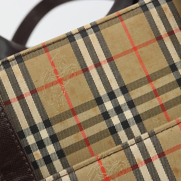 BURBERRY Nova Check Tote Bag Canvas Beige Gold Auth bs28529