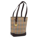 BURBERRY Nova Check Tote Bag Canvas Beige Gold Auth bs28529-1