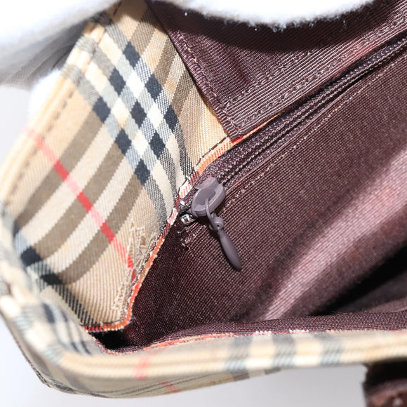 BURBERRY Nova Check Tote Bag Canvas Beige Gold Auth bs28529