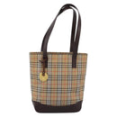 BURBERRY Nova Check Tote Bag Canvas Beige Gold Auth bs28529-13