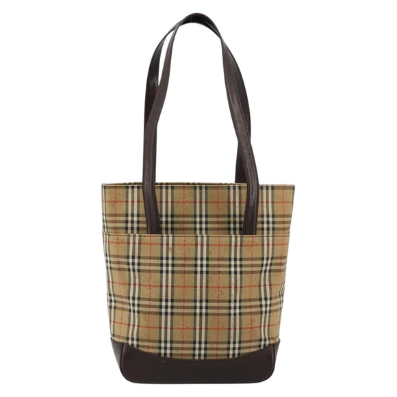 BURBERRY Nova Check Tote Bag Canvas Beige Gold Auth bs28529