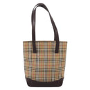 BURBERRY Nova Check Tote Bag Canvas Beige Gold Auth bs28529-2