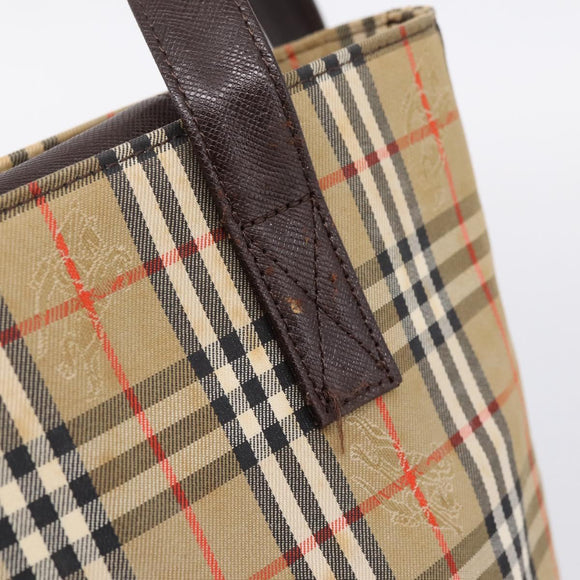 BURBERRY Nova Check Tote Bag Canvas Beige Gold Auth bs28529
