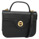 GIVENCHY Hand Bag Leather 2way Black Gold Auth bs28532-1