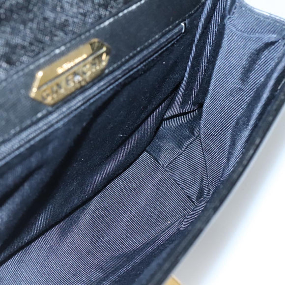 GIVENCHY Hand Bag Leather 2way Black Gold Auth bs28532